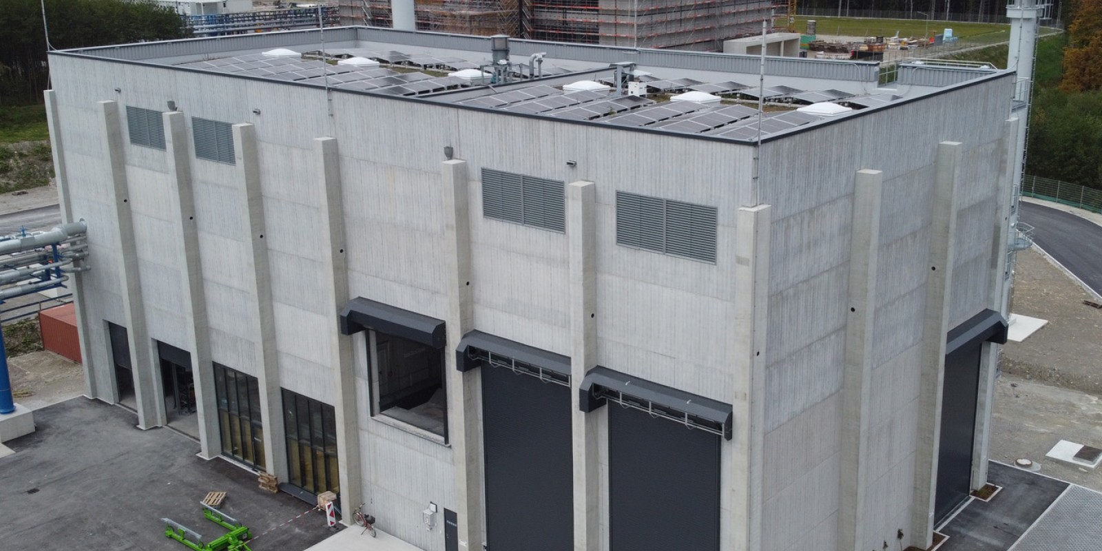 Aufsicht auf Biomasse-Heizkraftwerk in Penzberg